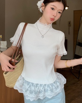 Enticement France style tops half high collar retro sweater