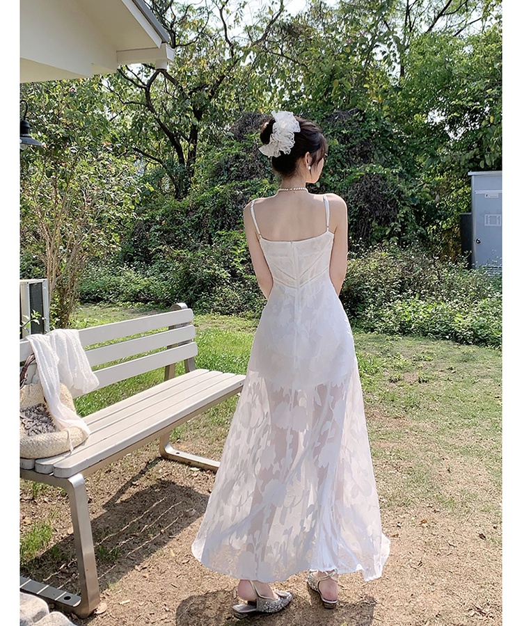 Sling big skirt dress vacation lace long dress for women