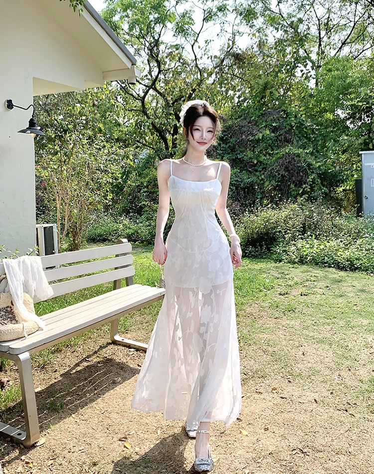 Sling big skirt dress vacation lace long dress for women