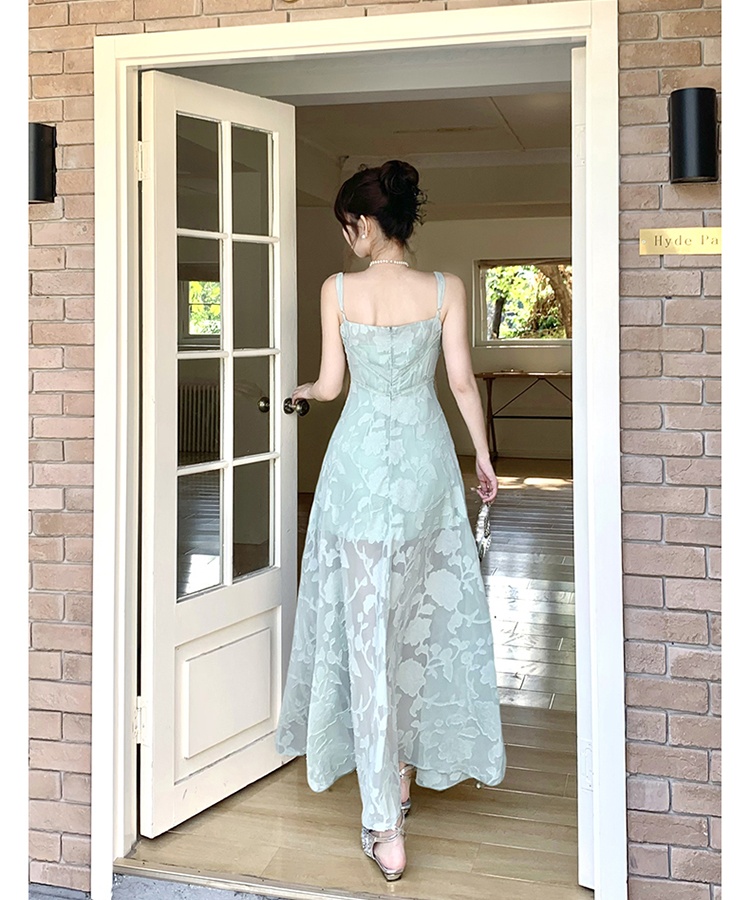 Sling big skirt dress vacation lace long dress for women