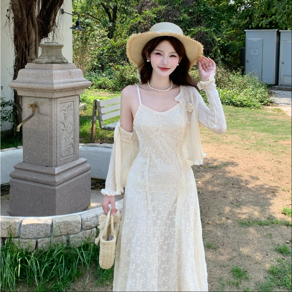Temperament slim coat large yard enticement dress a set