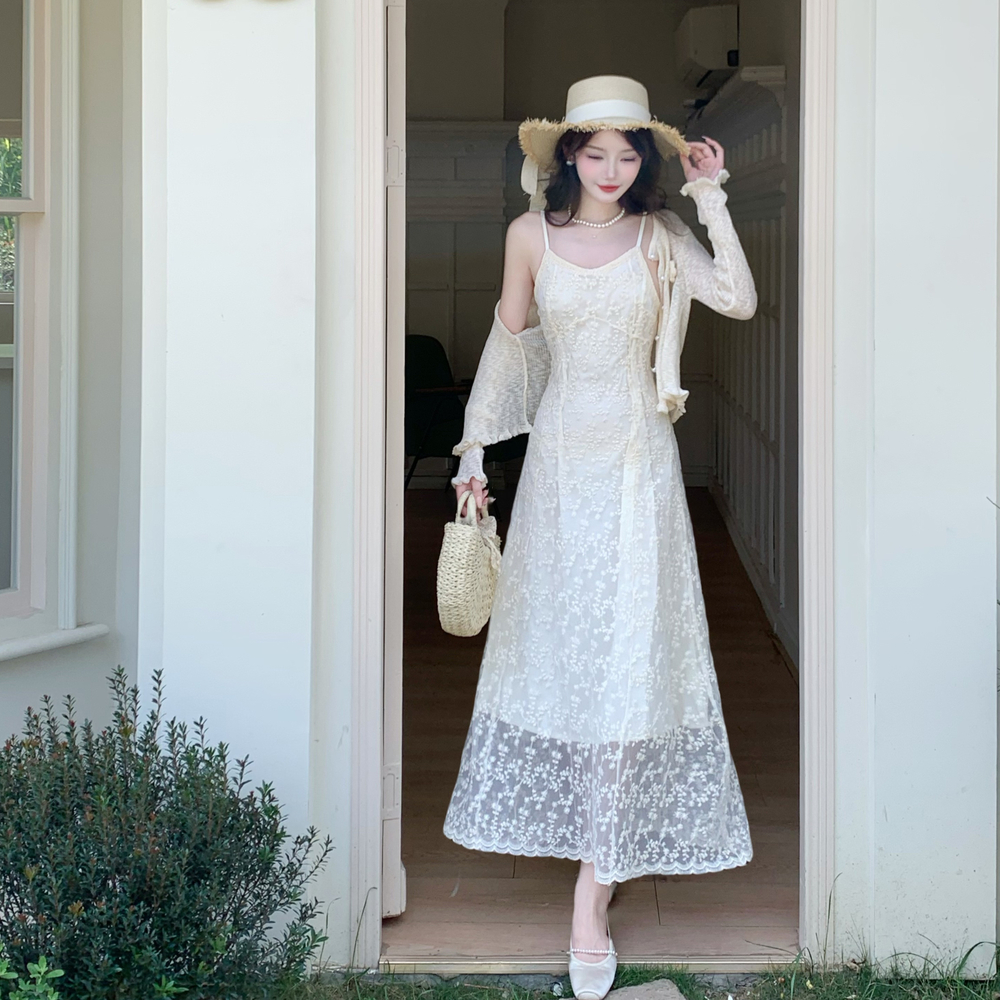 Temperament slim coat large yard enticement dress a set