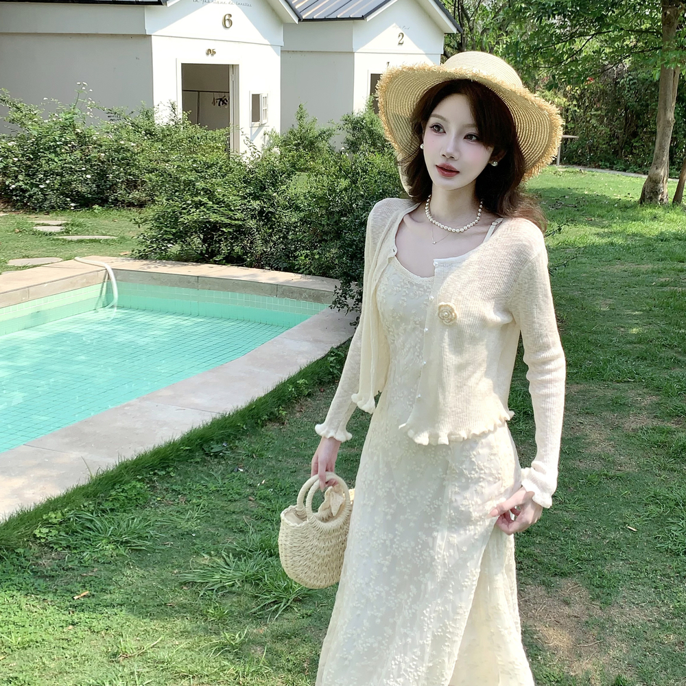 Temperament slim coat large yard enticement dress a set