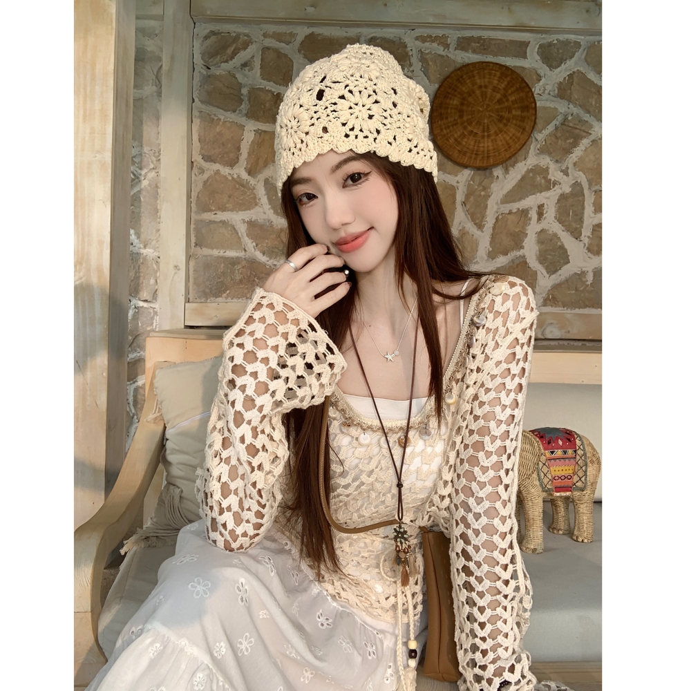 Knitted long sleeve smock fashion summer vest 3pcs set