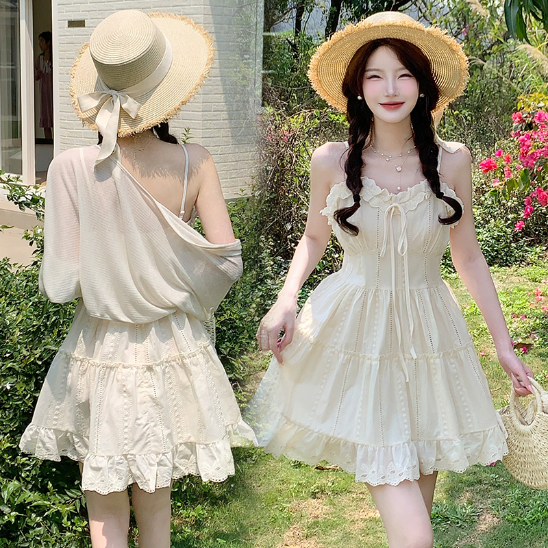 Sling slim T-back frenum bow shawl a set for women