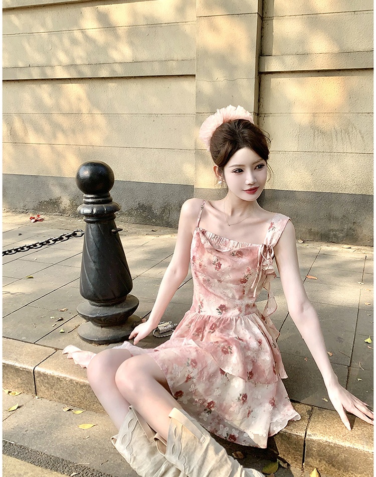 Red rose floral summer large yard sling dress