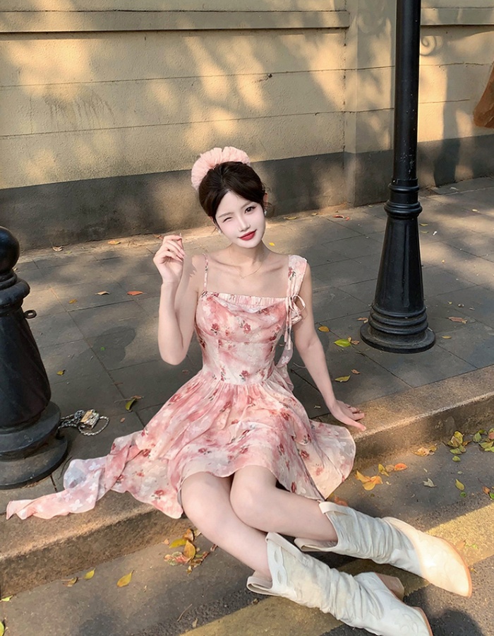 Red rose floral summer large yard sling dress