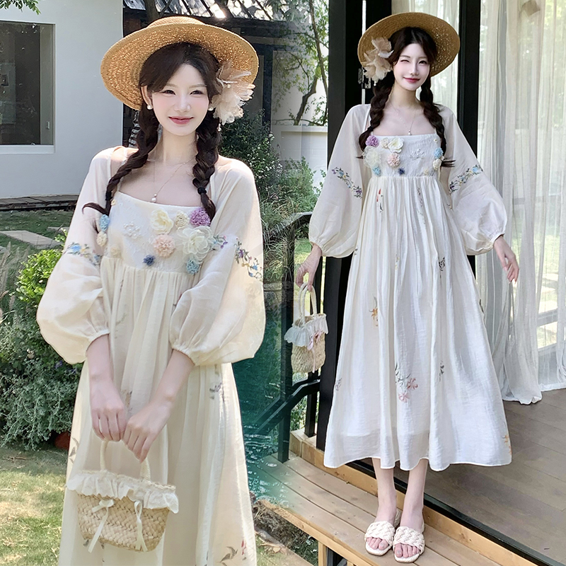 Vacation embroidery dress sling summer shawl a set