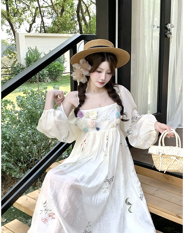 Vacation embroidery dress sling summer shawl a set