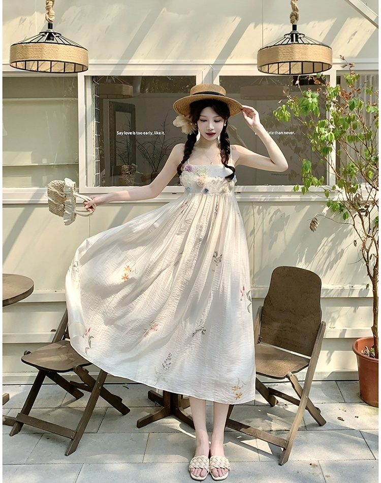Vacation embroidery dress sling summer shawl a set