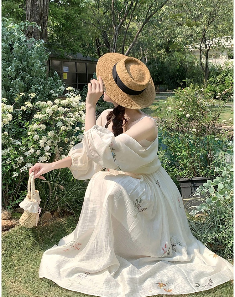 Vacation embroidery dress sling summer shawl a set