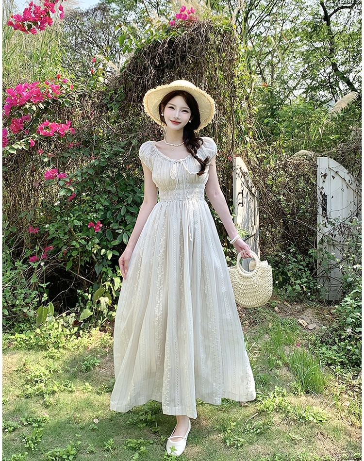 Large yard summer dress France style embroidery long dress