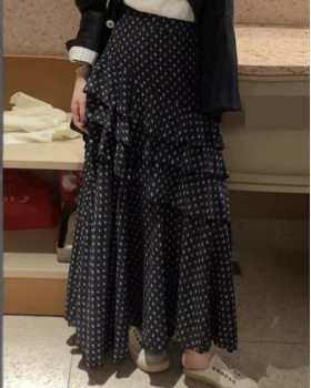Summer floral A-line polka dot lotus leaf edges skirt