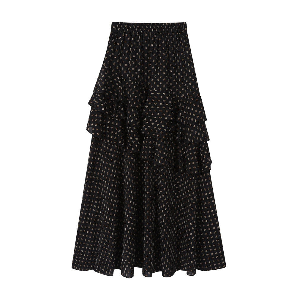 Cake slim summer polka dot floral A-line skirt for women
