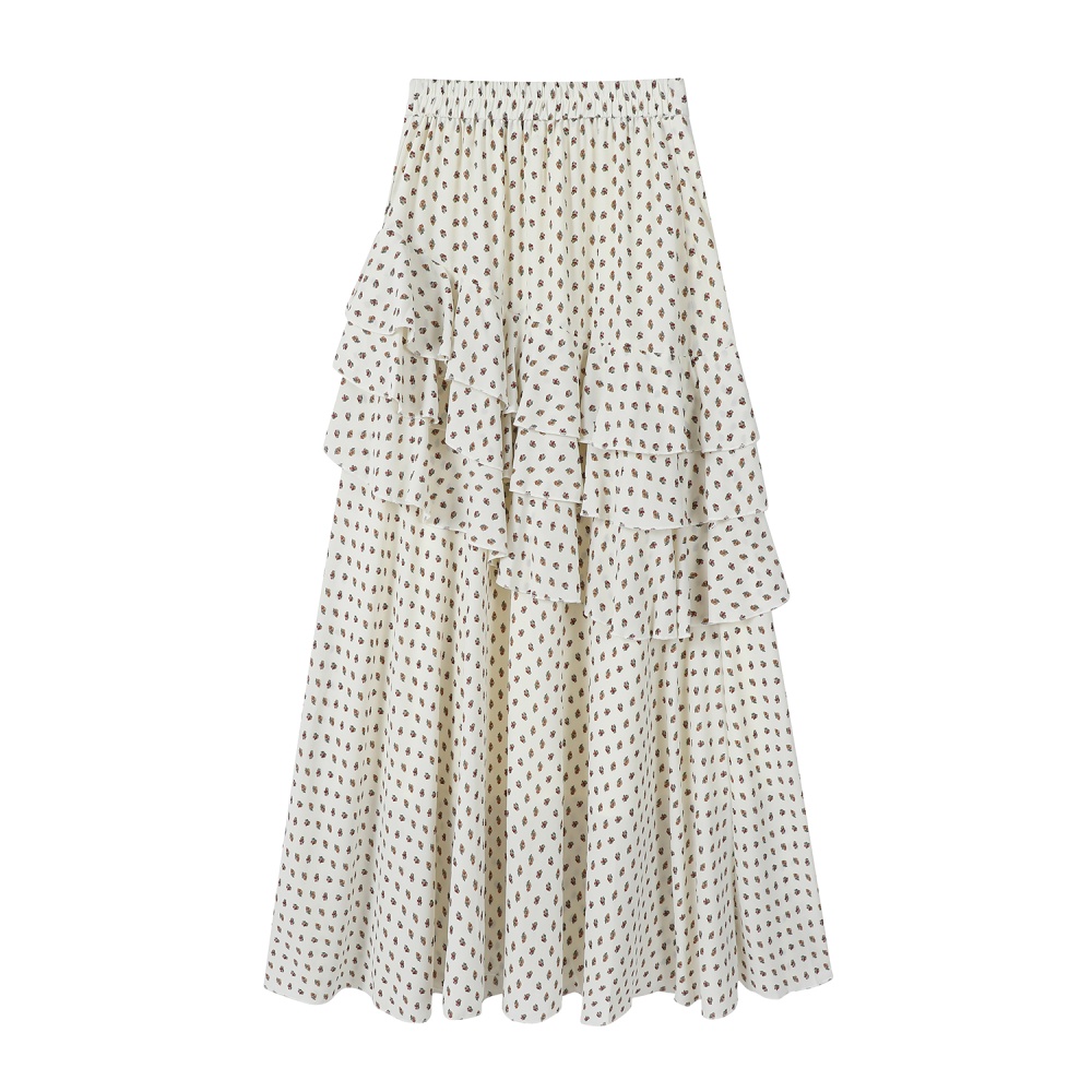 Cake slim summer polka dot floral A-line skirt for women