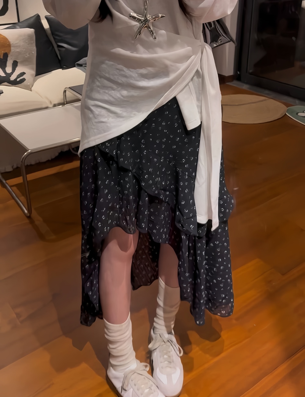 France style spring and summer Casual irregular slim skirt