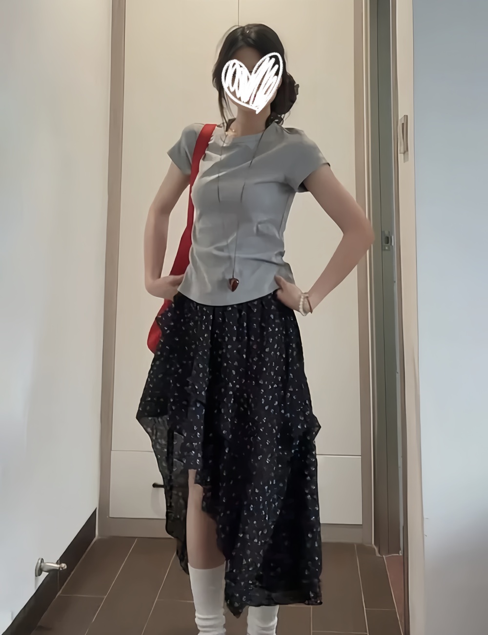 France style spring and summer Casual irregular slim skirt