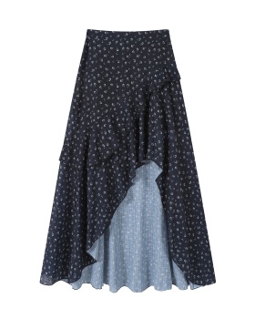 Casual France style irregular black skirt