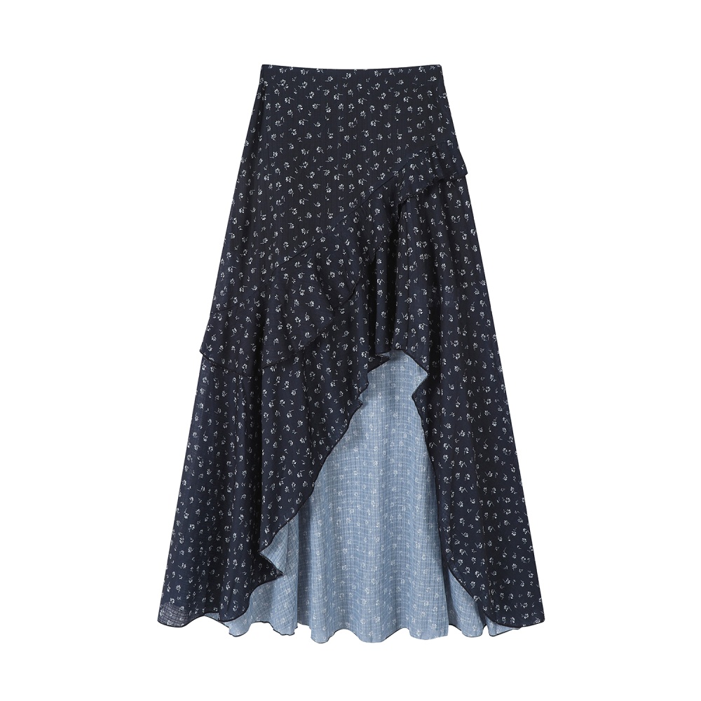 Casual France style irregular black skirt