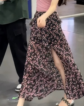 A-line long floral temperament summer skirt