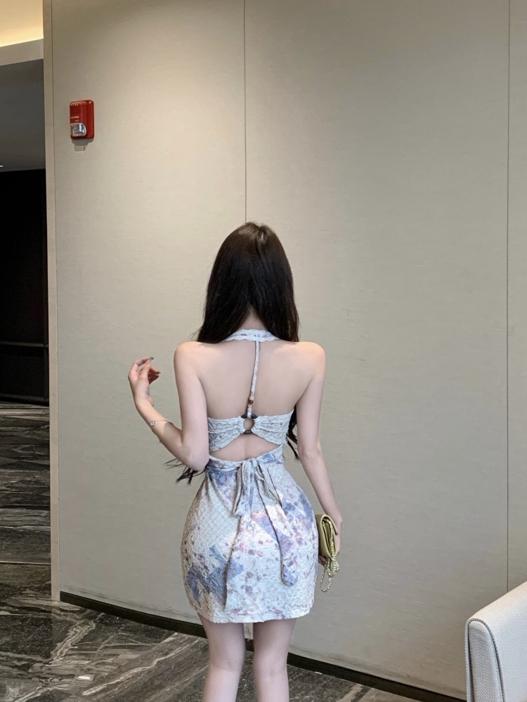 Spicegirl lace with chest pad short halter dress