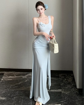 Colors vacation sling slim long commuting dress