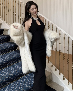 Halter light luxury diamond dress long slim formal dress