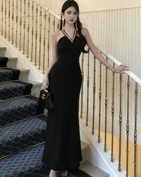 Slim sequins light luxury dress long V-neck formal dress