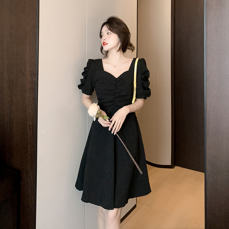 Slim show young summer dress jacquard temperament belt