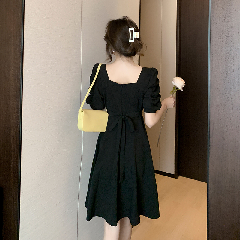Slim show young summer dress jacquard temperament belt