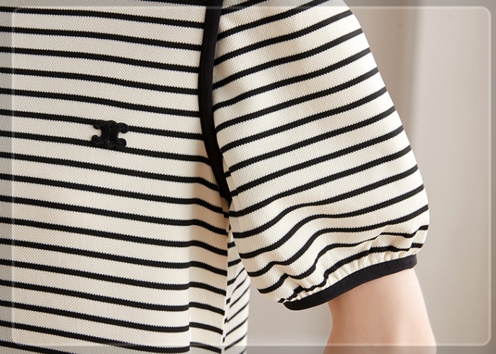 Stripe short T-shirt Casual lantern sleeve dress for women