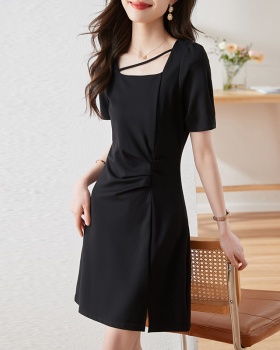 Short Western style slim summer fold pinched waist dress for women