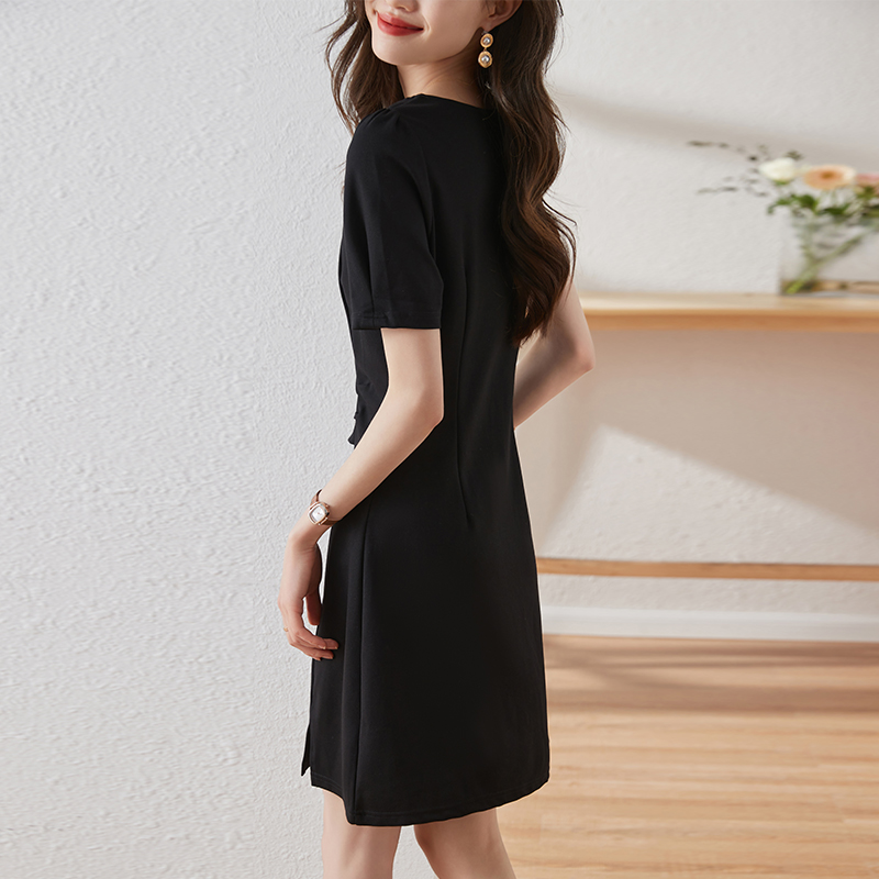 Short Western style slim summer fold pinched waist dress for women