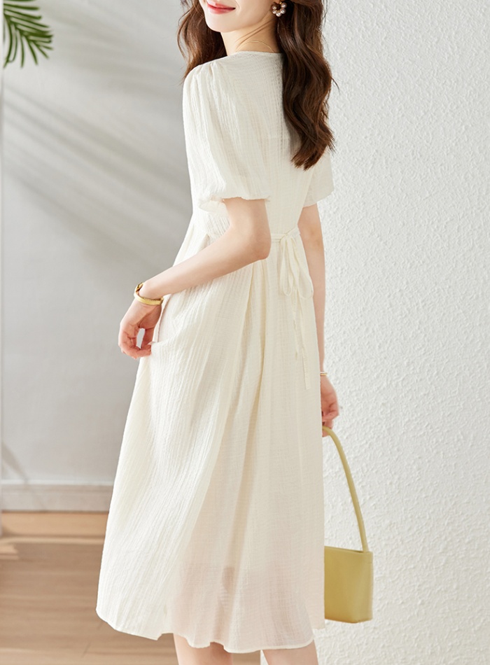 Simple fashion sweet summer V-neck fresh long dress