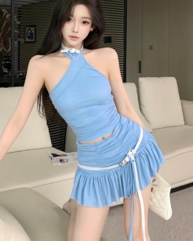 Fold fresh enticement fashion short skirt a set