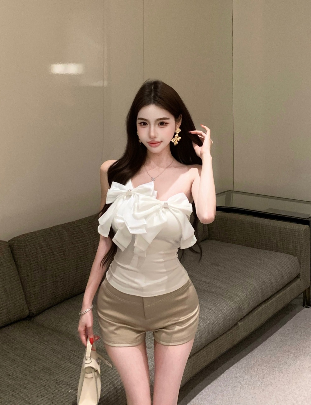 Butterfly spicegirl vest flat shoulder sling tops