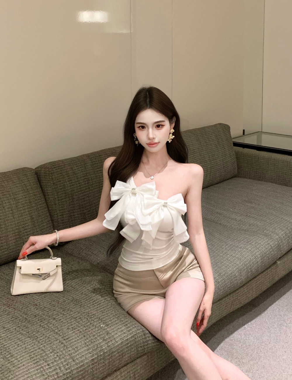 Butterfly spicegirl vest flat shoulder sling tops