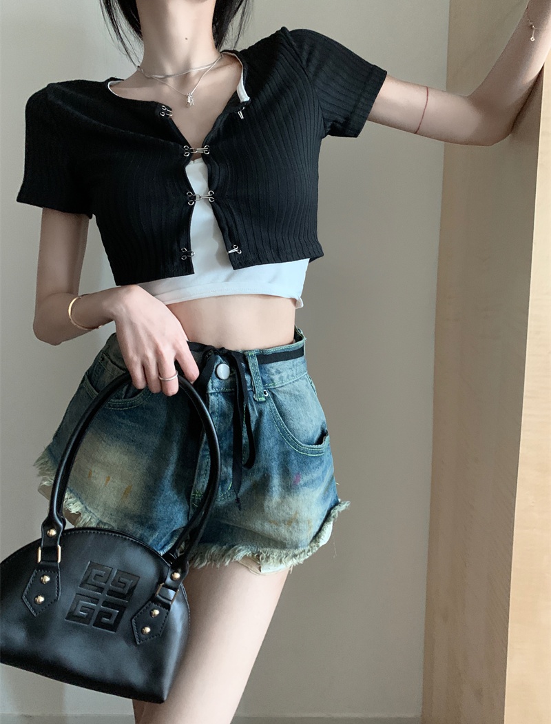 Tight spicegirl niche short slim American style tops