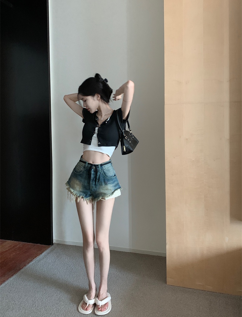 Tight spicegirl niche short slim American style tops