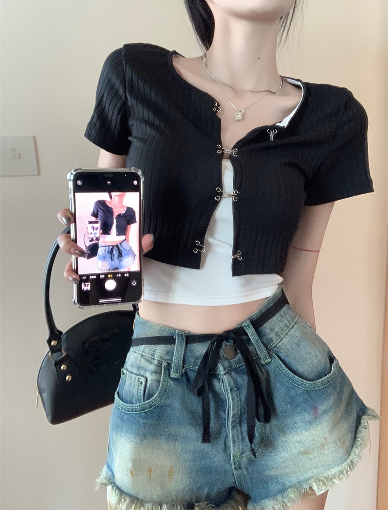 Tight spicegirl niche short slim American style tops