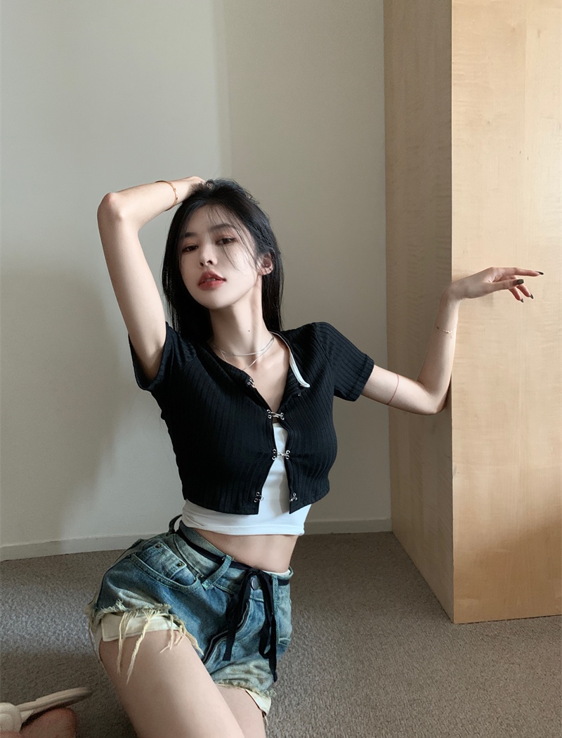 Tight spicegirl niche short slim American style tops