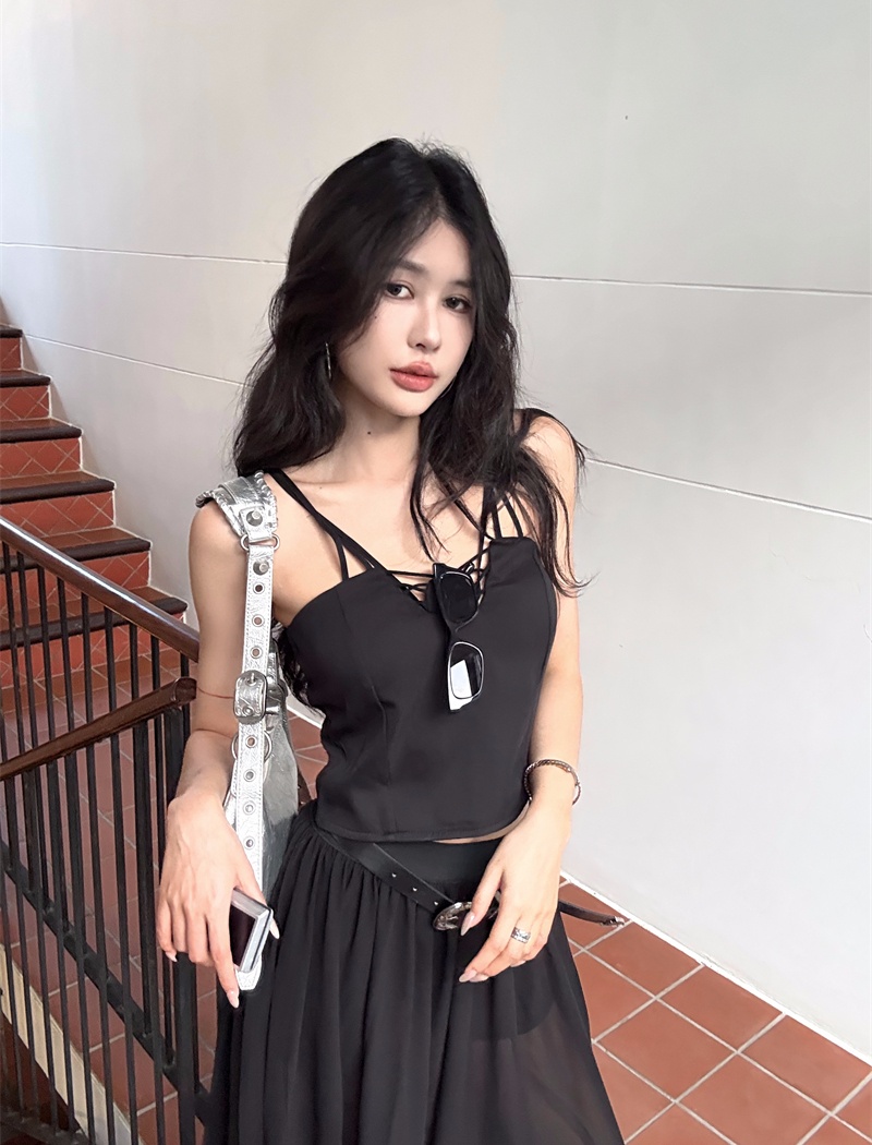American style chiffon skirt enticement vest 2pcs set