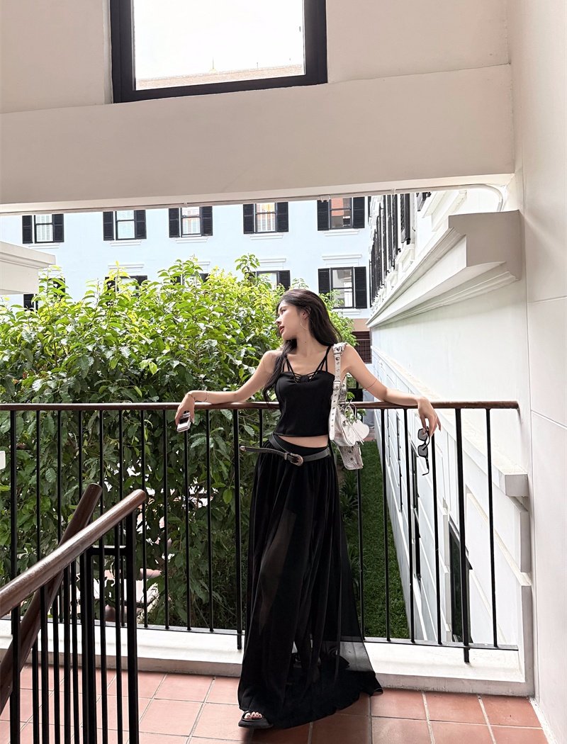 American style chiffon skirt enticement vest 2pcs set