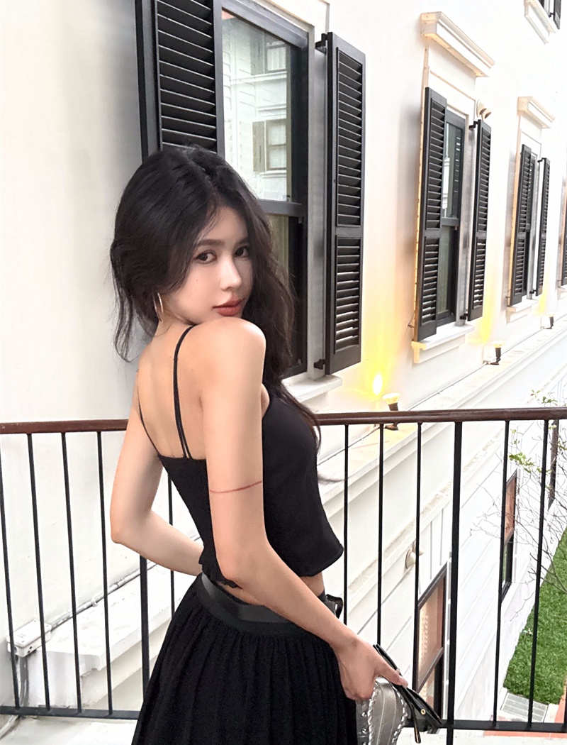 American style chiffon skirt enticement vest 2pcs set
