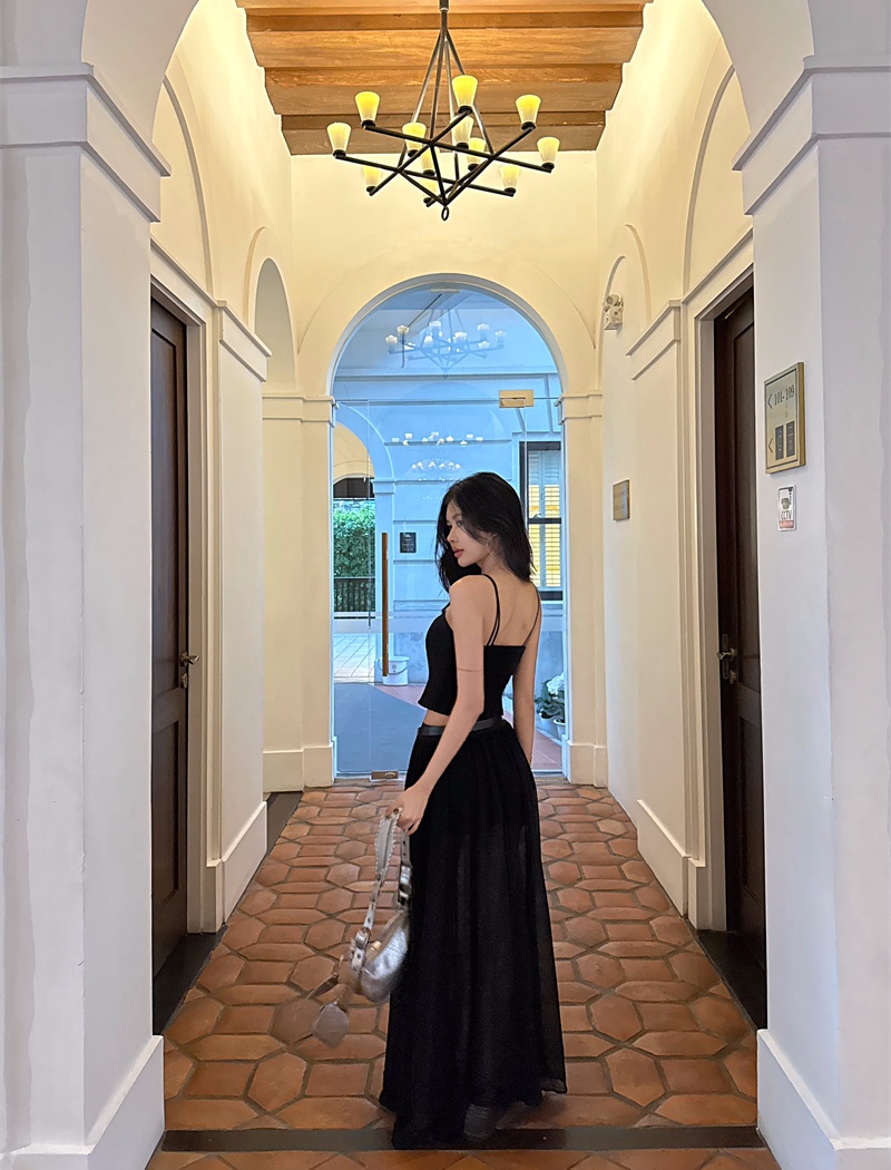 American style chiffon skirt enticement vest 2pcs set