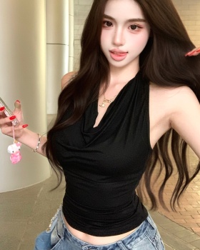 Hollow halter stitching lace vest