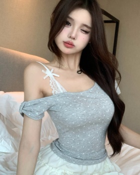 Polka dot tops short sleeve T-shirt for women
