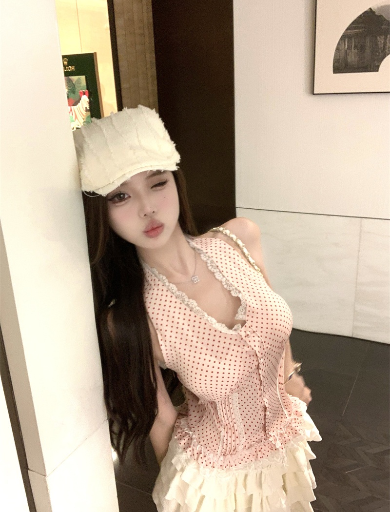 Spicegirl halter sling vest sexy lace summer tops for women