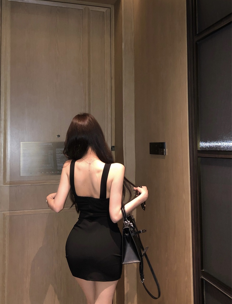 Halter sling strap dress cross black vest