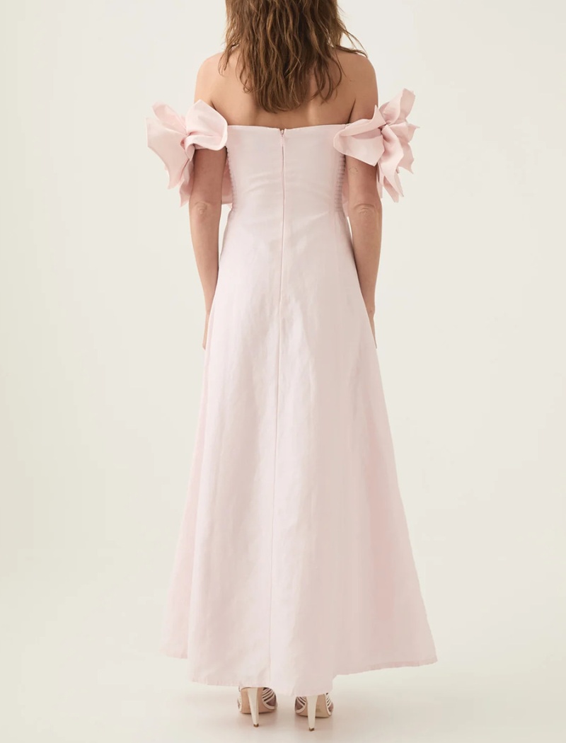 Pinched waist stereoscopic long dress summer flowers dress
